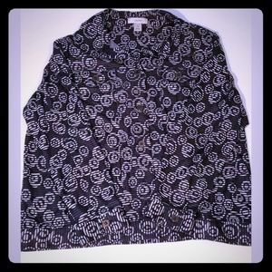 CJ BANKS PLUS SIZE WOMENS BUTTON UP BLOUSE JACKET